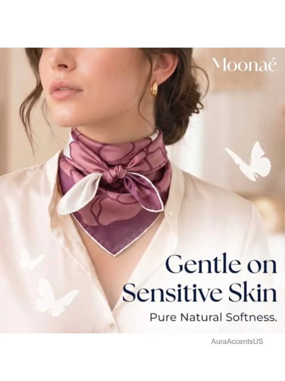 Mulberry Silk Scarf – Lightweight Neckerchief & Head Scarf – 11 Styling Ways